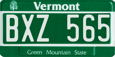 VT license plate BXZ565