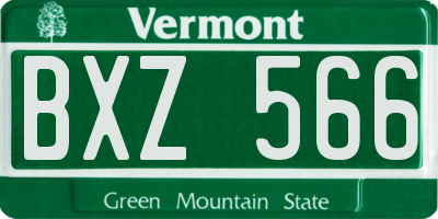 VT license plate BXZ566