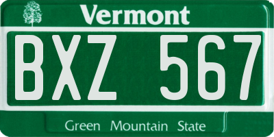 VT license plate BXZ567