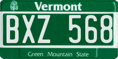 VT license plate BXZ568