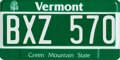 VT license plate BXZ570