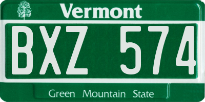 VT license plate BXZ574