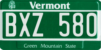 VT license plate BXZ580