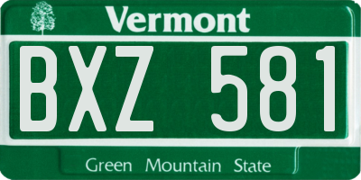VT license plate BXZ581