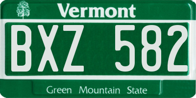 VT license plate BXZ582