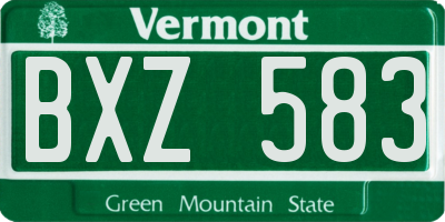 VT license plate BXZ583