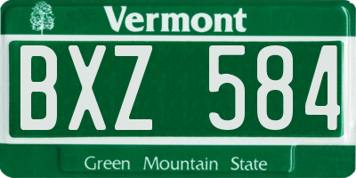VT license plate BXZ584