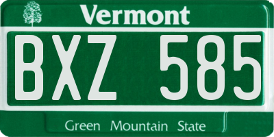 VT license plate BXZ585
