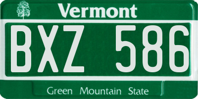 VT license plate BXZ586