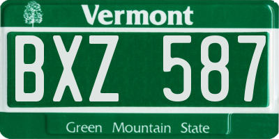 VT license plate BXZ587