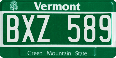 VT license plate BXZ589