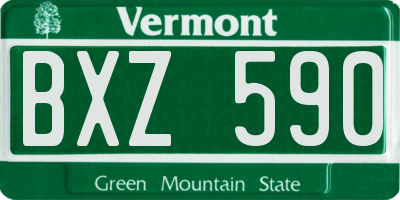 VT license plate BXZ590