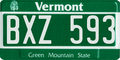 VT license plate BXZ593