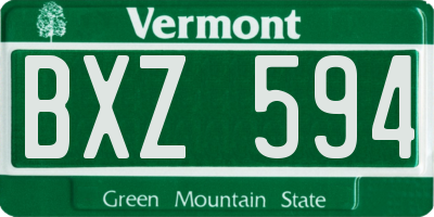 VT license plate BXZ594