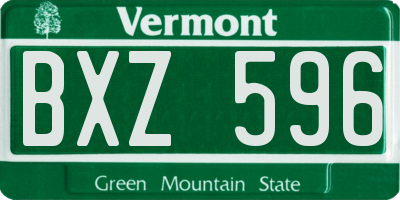 VT license plate BXZ596