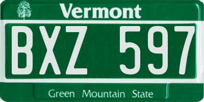 VT license plate BXZ597