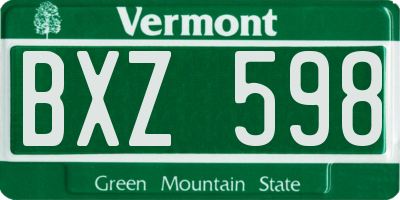 VT license plate BXZ598