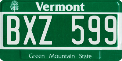 VT license plate BXZ599