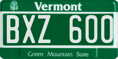 VT license plate BXZ600