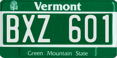 VT license plate BXZ601