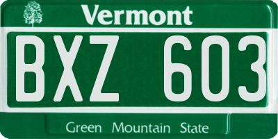 VT license plate BXZ603
