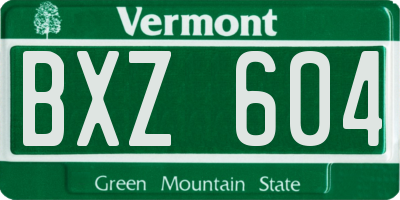 VT license plate BXZ604