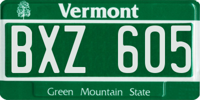 VT license plate BXZ605