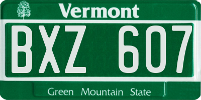 VT license plate BXZ607