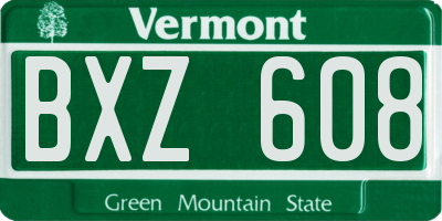 VT license plate BXZ608