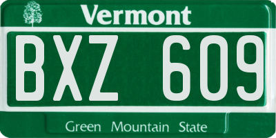 VT license plate BXZ609