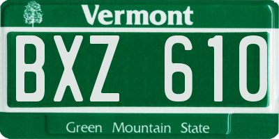 VT license plate BXZ610