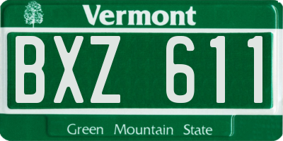 VT license plate BXZ611