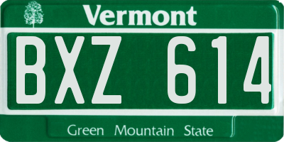 VT license plate BXZ614