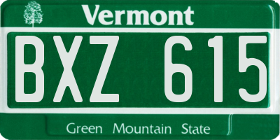 VT license plate BXZ615