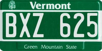 VT license plate BXZ625