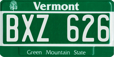 VT license plate BXZ626