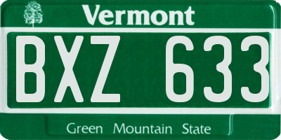 VT license plate BXZ633