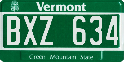 VT license plate BXZ634