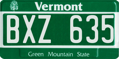 VT license plate BXZ635