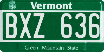 VT license plate BXZ636
