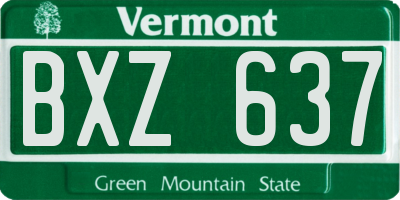 VT license plate BXZ637