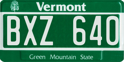 VT license plate BXZ640
