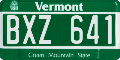 VT license plate BXZ641
