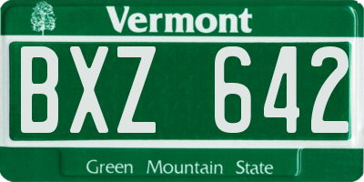 VT license plate BXZ642