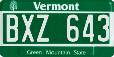 VT license plate BXZ643