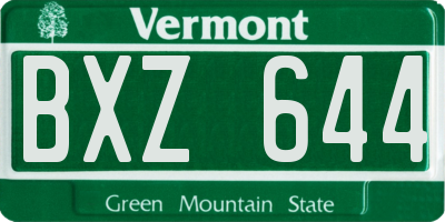 VT license plate BXZ644