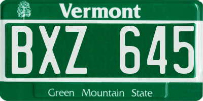 VT license plate BXZ645