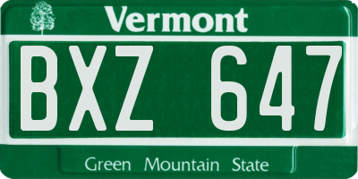 VT license plate BXZ647