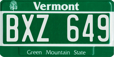 VT license plate BXZ649