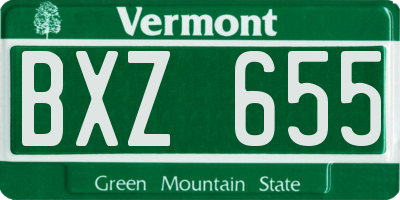 VT license plate BXZ655